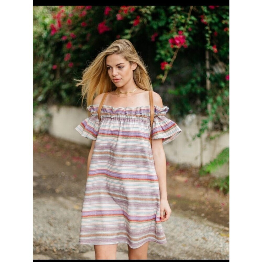 Philosophy Off-Shoulder Stripe Dress